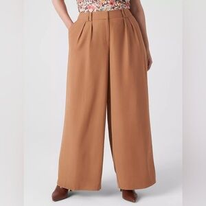 NWT Lane Bryant Pleated Wideleg Pants in Tobacco Brown, size 22